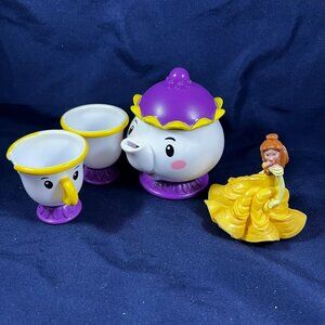 Disney Beauty & The Beast Mrs. Potts Tea Set With Belle Figurine
